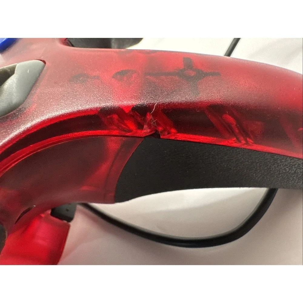 Nintendo N64 High Frequency Clear Dark Red Wired Controller untested